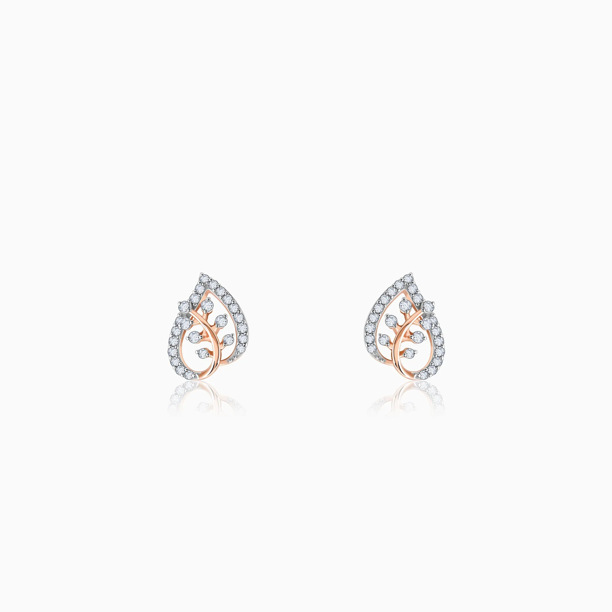 Rose Gold Leafy Love Diamond Earrings Giva