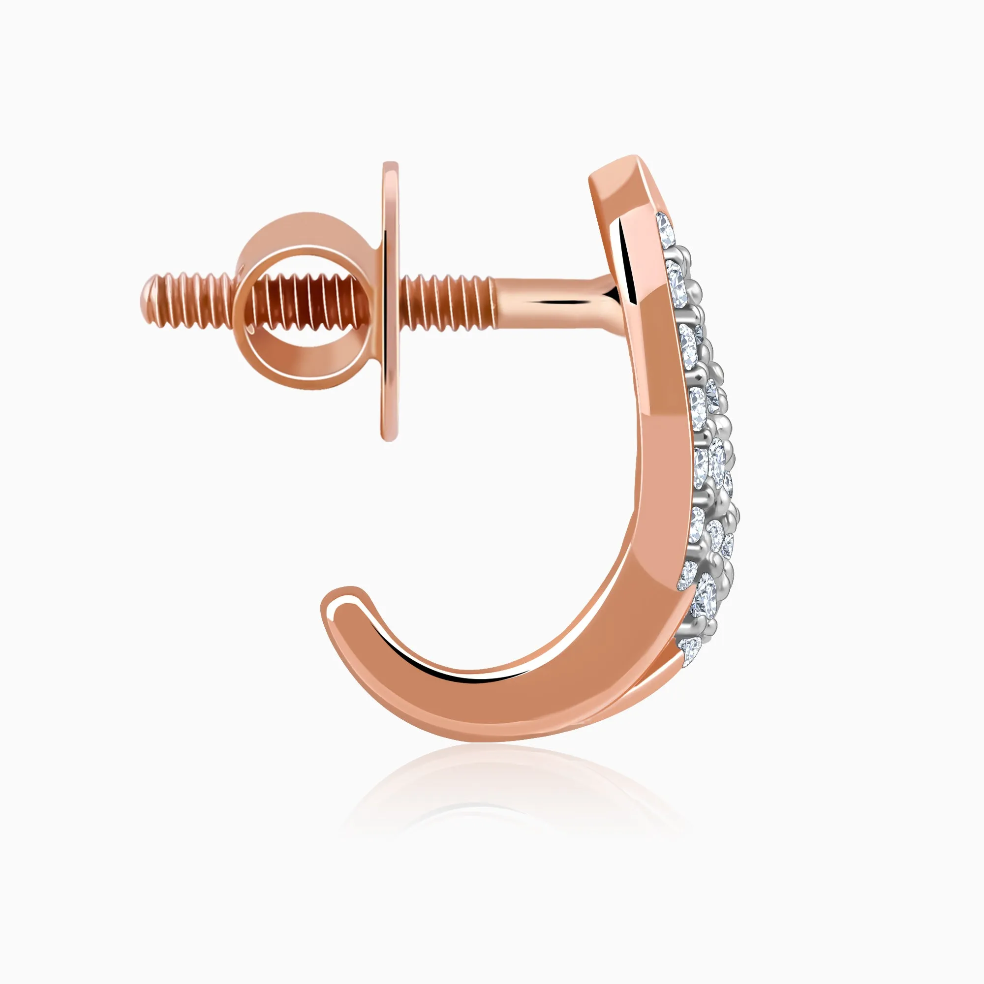 Rose Gold Luna J-hoop Diamond Earrings Giva