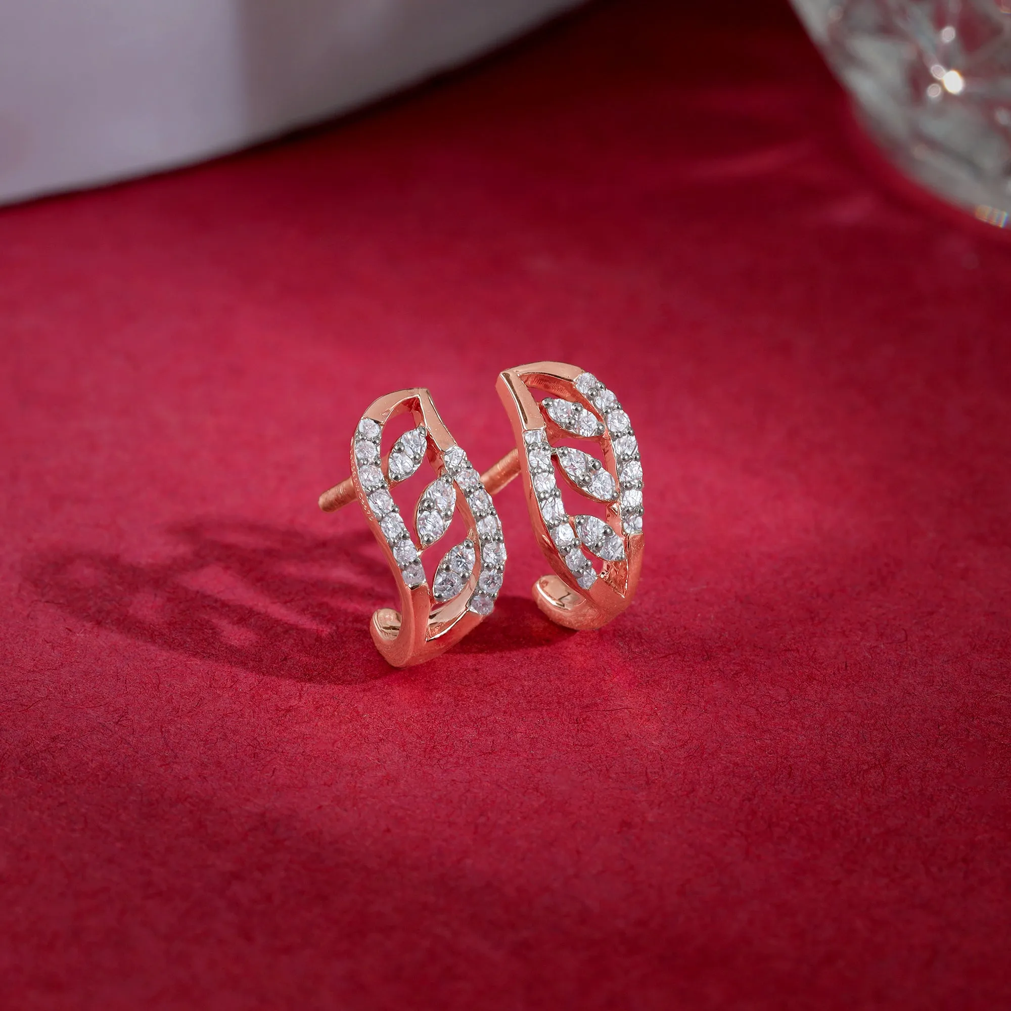 Rose Gold Luna J-hoop Diamond Earrings Giva