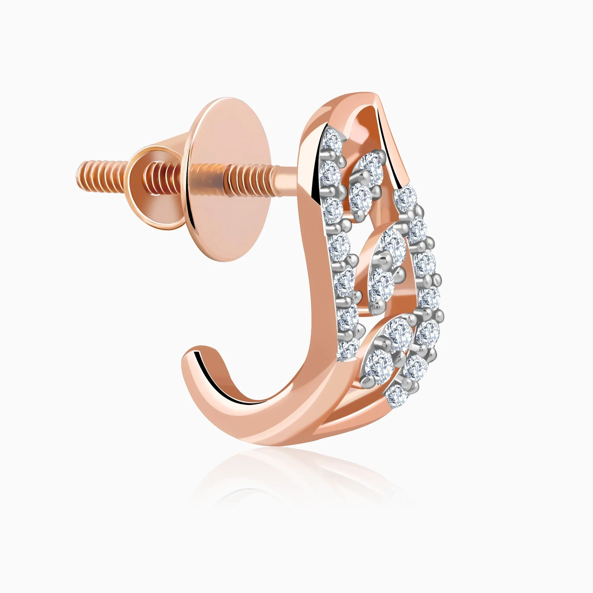 Rose Gold Luna J-hoop Diamond Earrings Giva