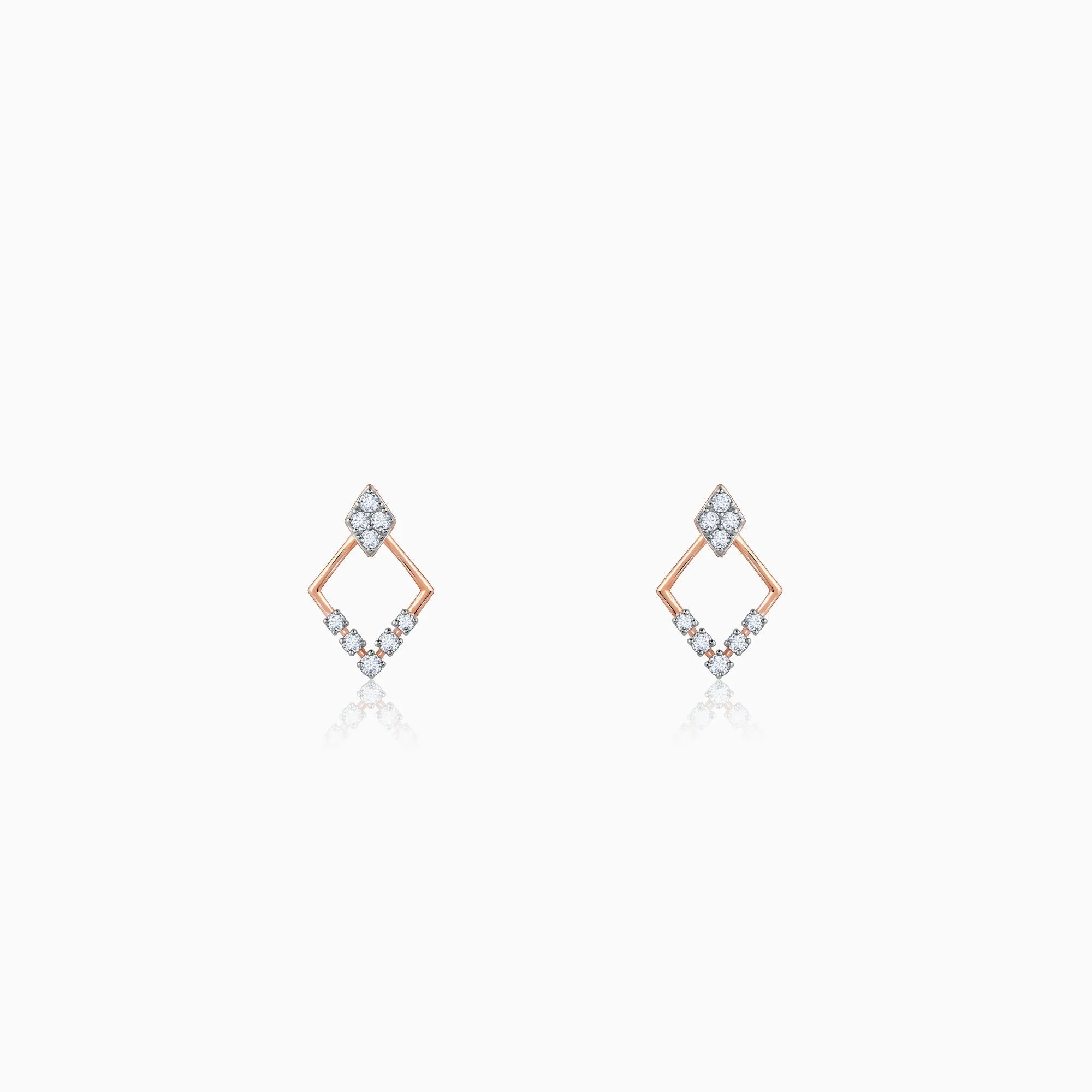Rose Gold Radiant Rhombus Diamond Earrings Giva