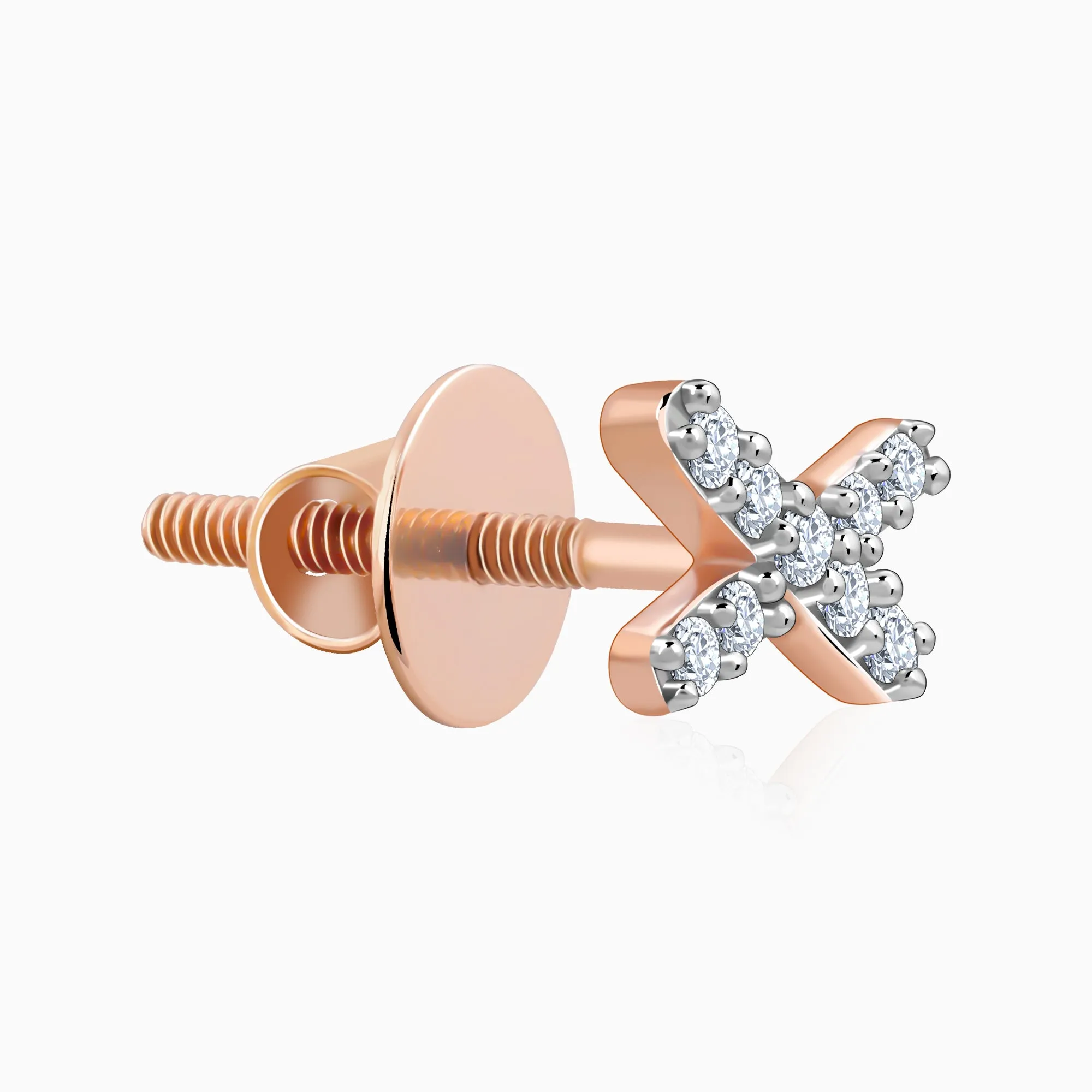 Rose Gold Radiant X Diamond Studs Giva