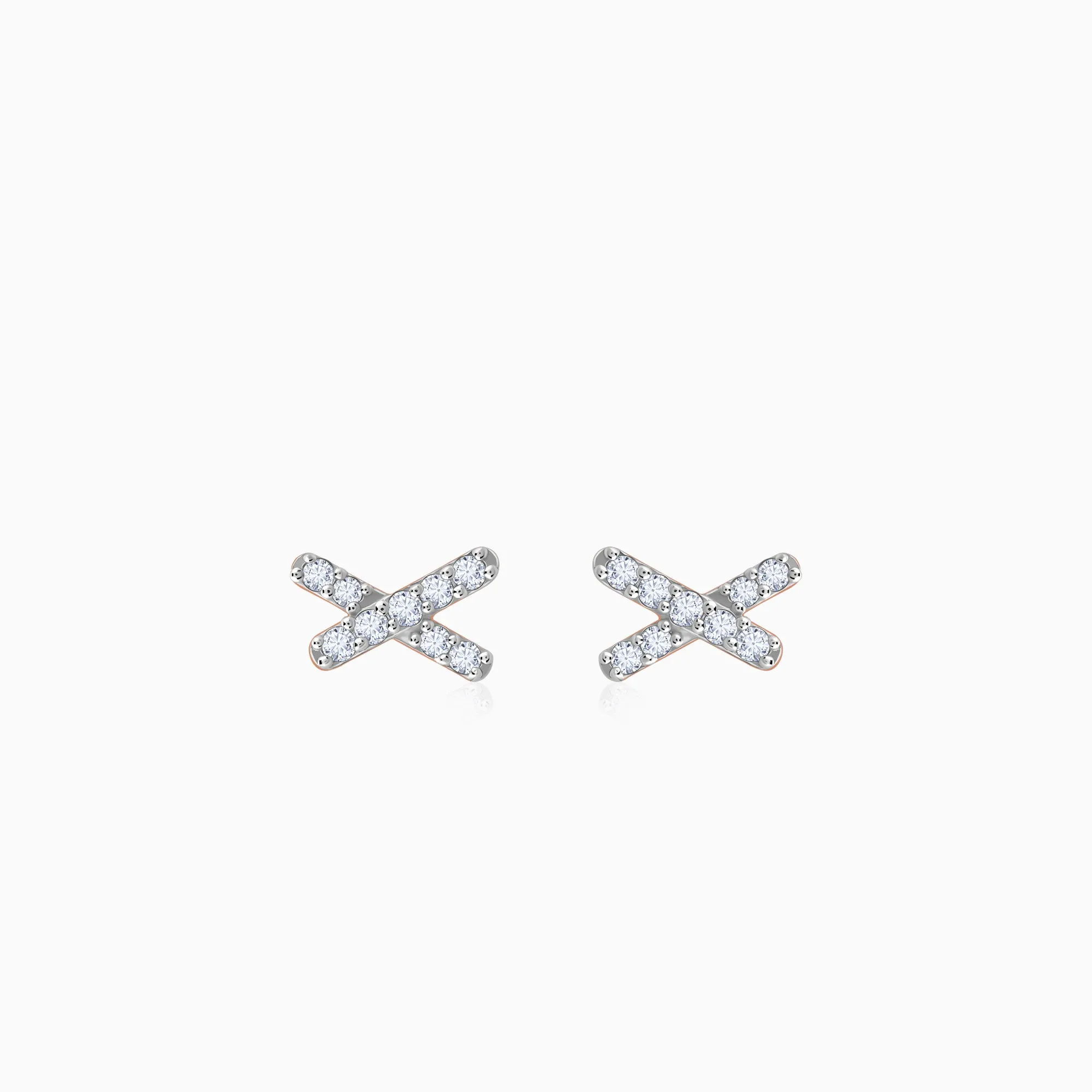 Rose Gold Radiant X Diamond Studs Giva