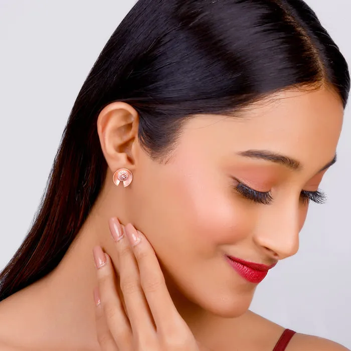 Rose Gold Shimmering Love Stud Earrings Giva
