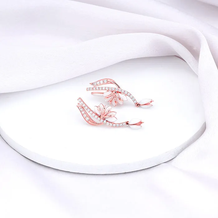 Rose Gold Snowy Safed Musli Earrings Giva