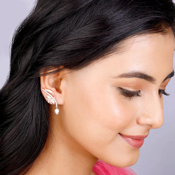 Rose Gold Snowy Safed Musli Earrings Giva