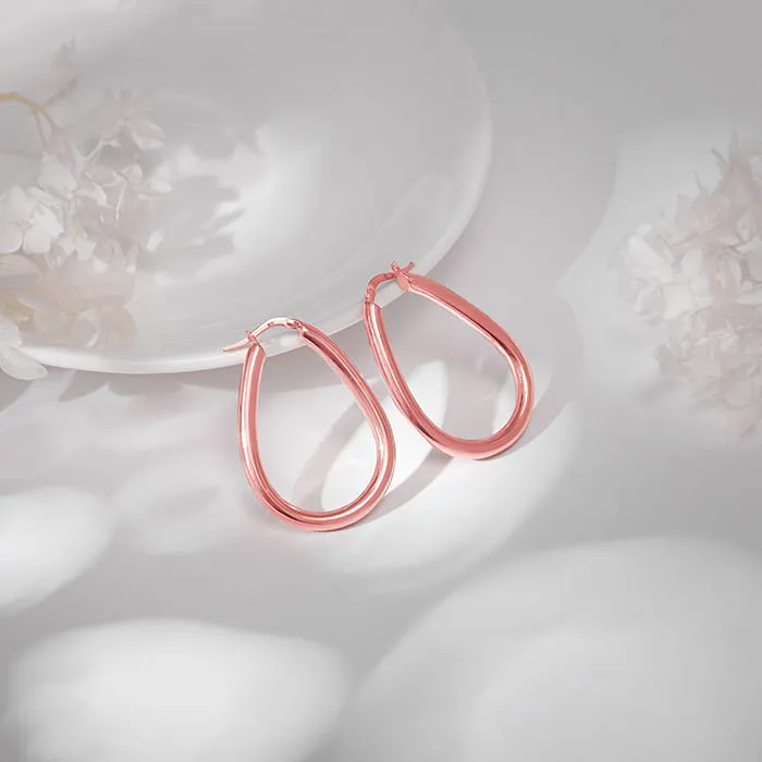 Rose Gold Tapered Hoop Earrings Giva