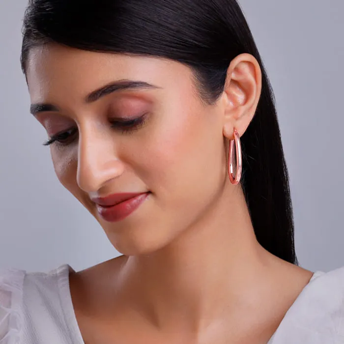Rose Gold Tapered Hoop Earrings Giva