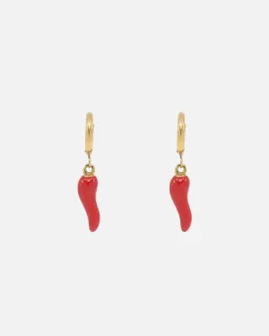 Saint Morta Chilli Hoop Earrings Gold/Red