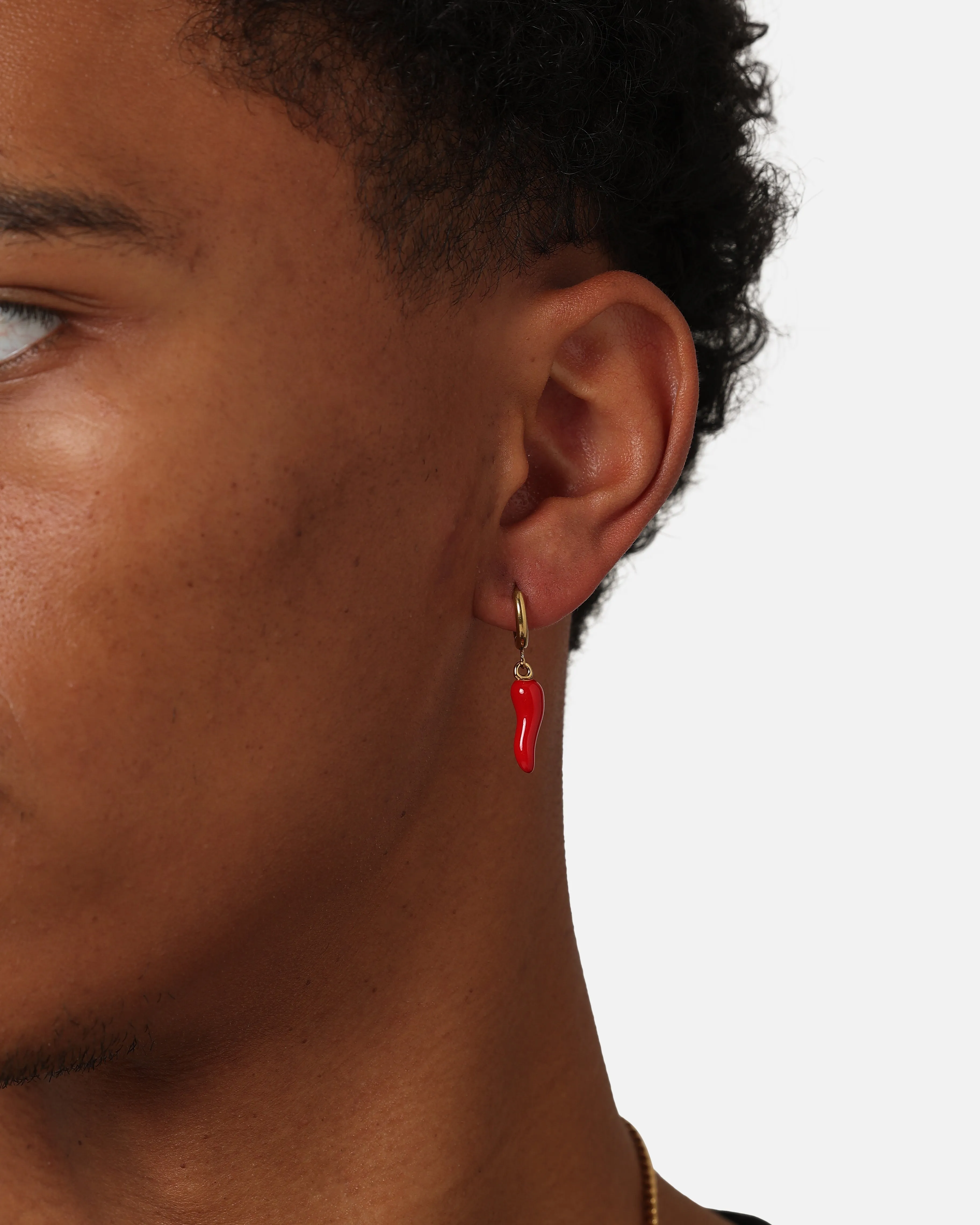 Saint Morta Chilli Hoop Earrings Gold/Red