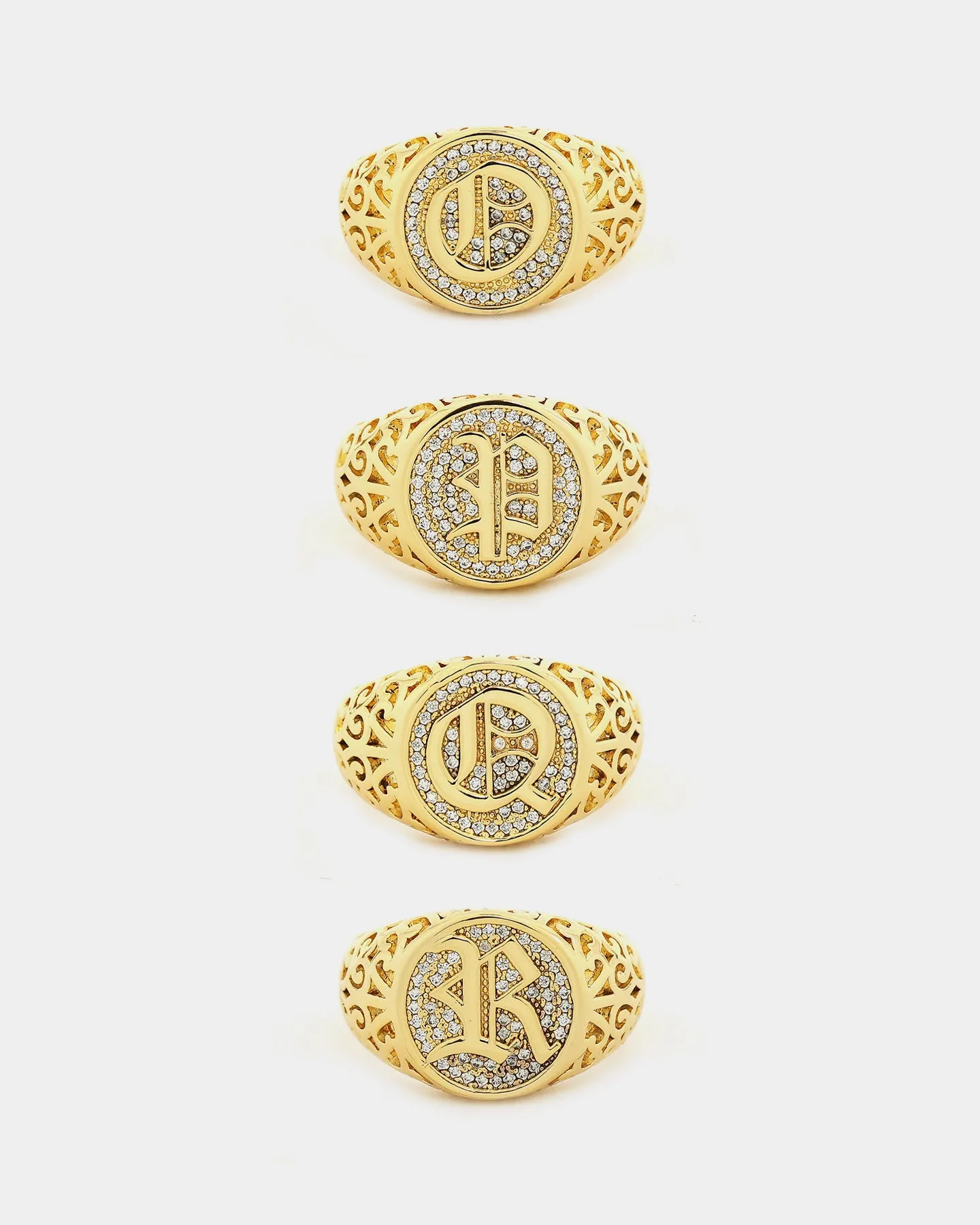 Saint Morta Letter Championship Ring Iced Gold