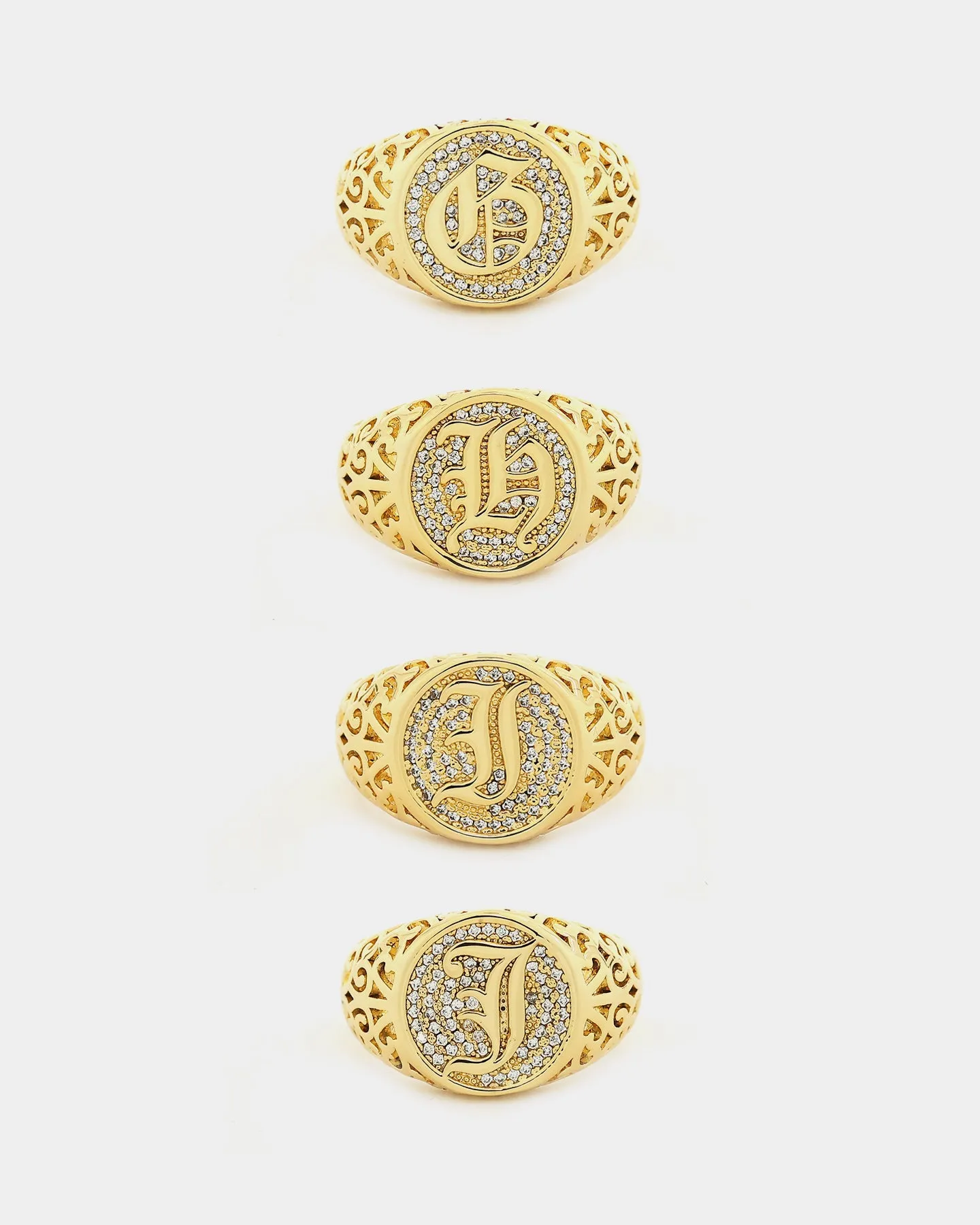 Saint Morta Letter Championship Ring Iced Gold