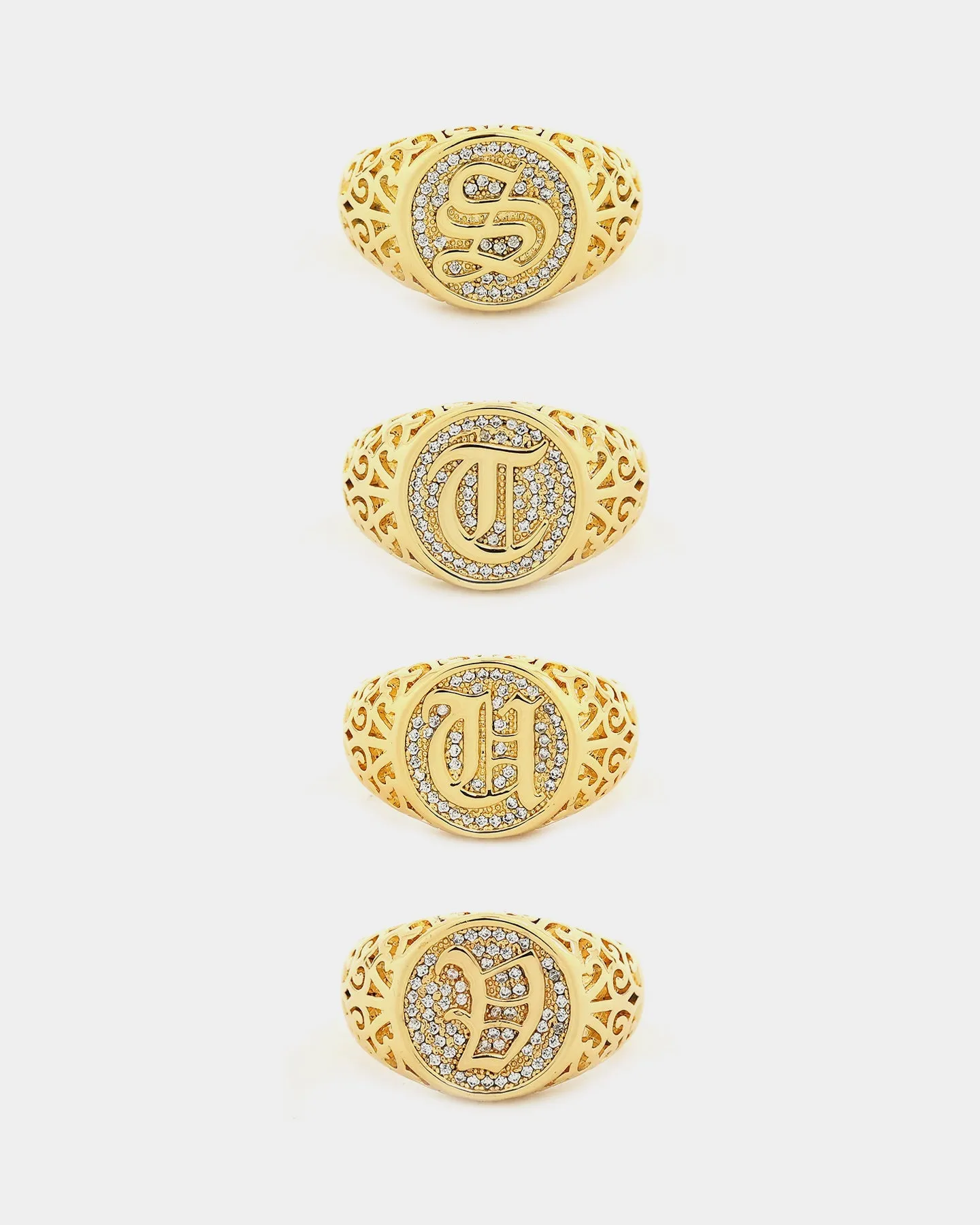 Saint Morta Letter Championship Ring Iced Gold
