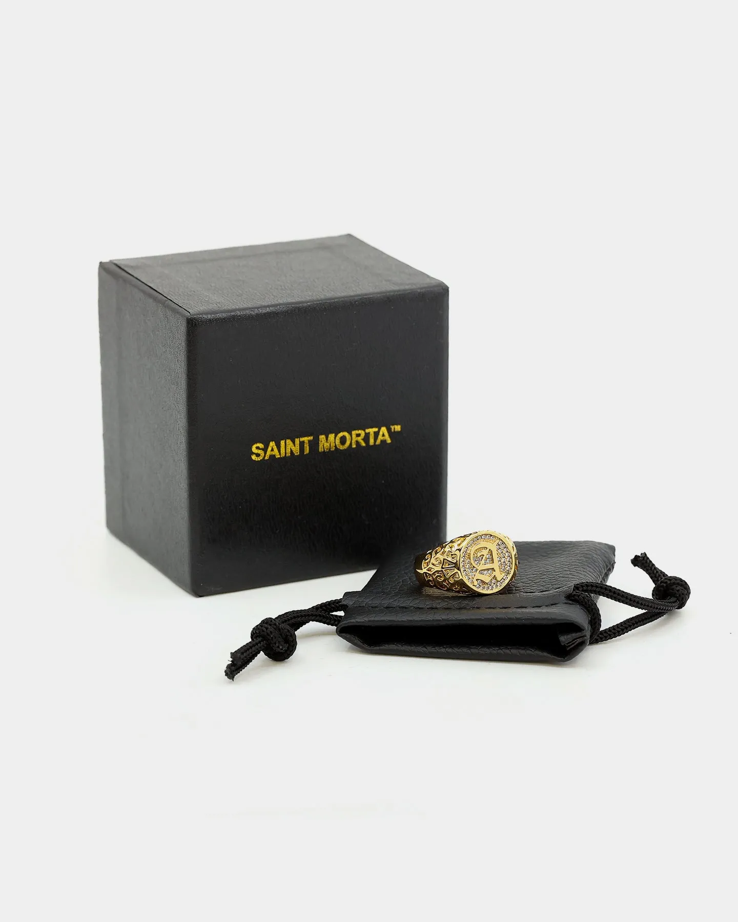 Saint Morta Letter Championship Ring Iced Gold