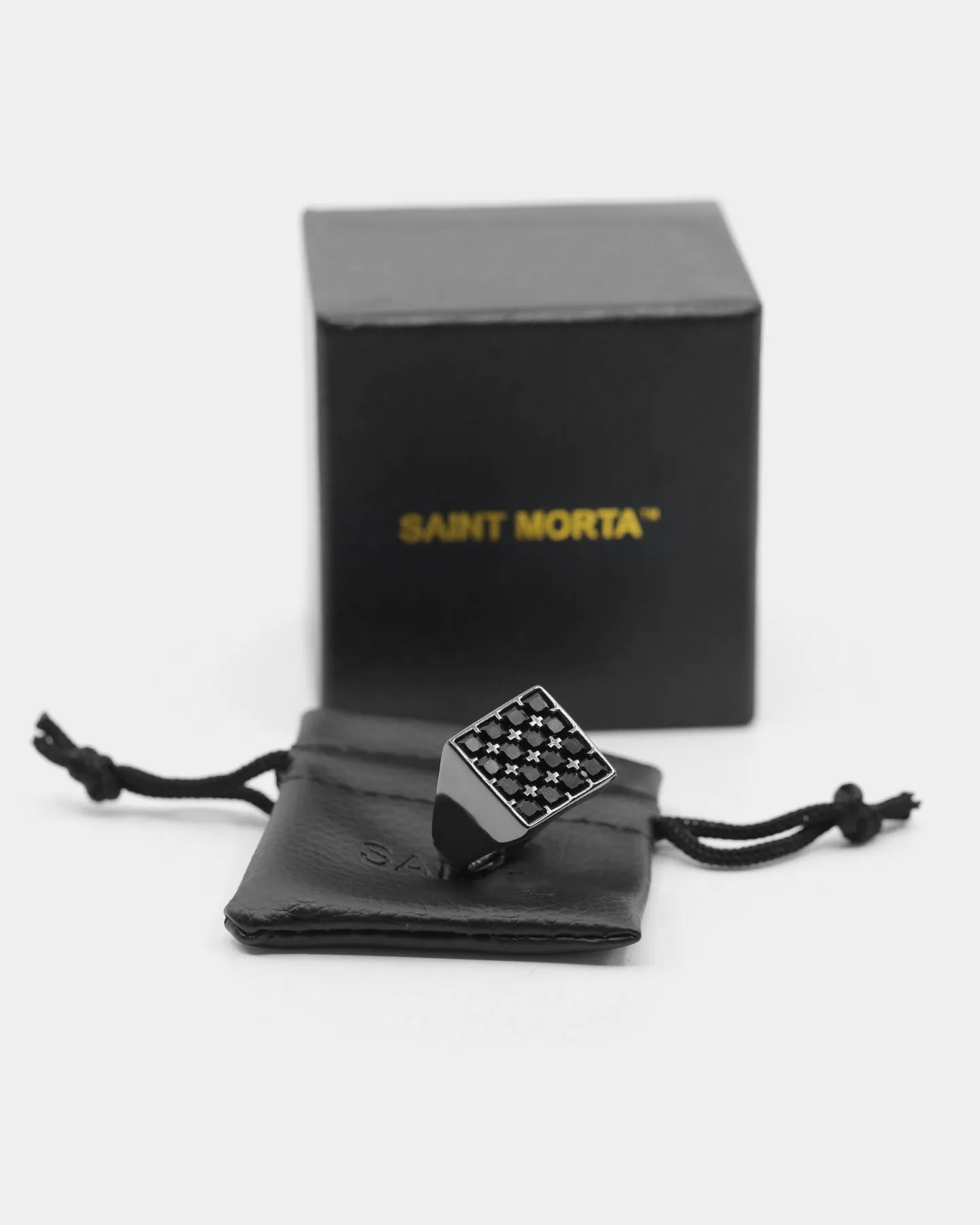Saint Morta Men's Guardian Ring Iced Black