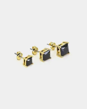 Saint Morta Odin Square Cut Stud Earring Black/Gold