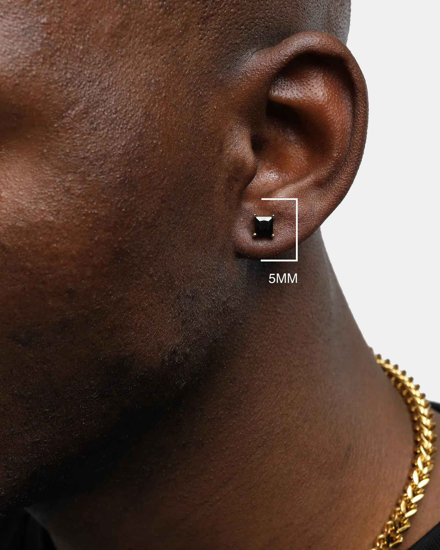 Saint Morta Odin Square Cut Stud Earring Black/Gold