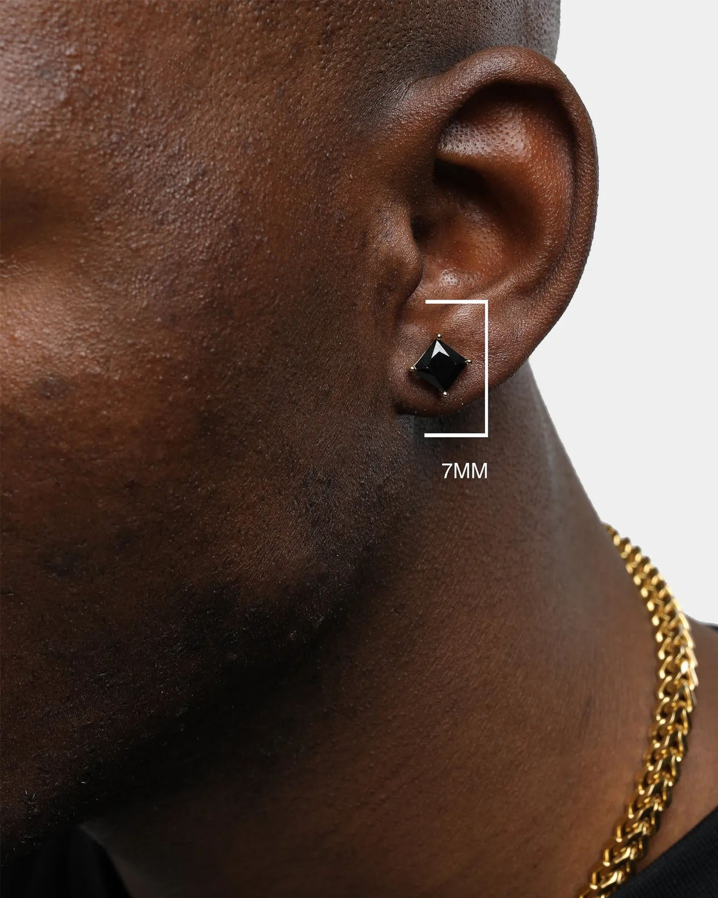 Saint Morta Odin Square Cut Stud Earring Black/Gold