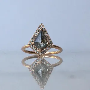 Salt & Pepper Kite Diamond Halo Ring