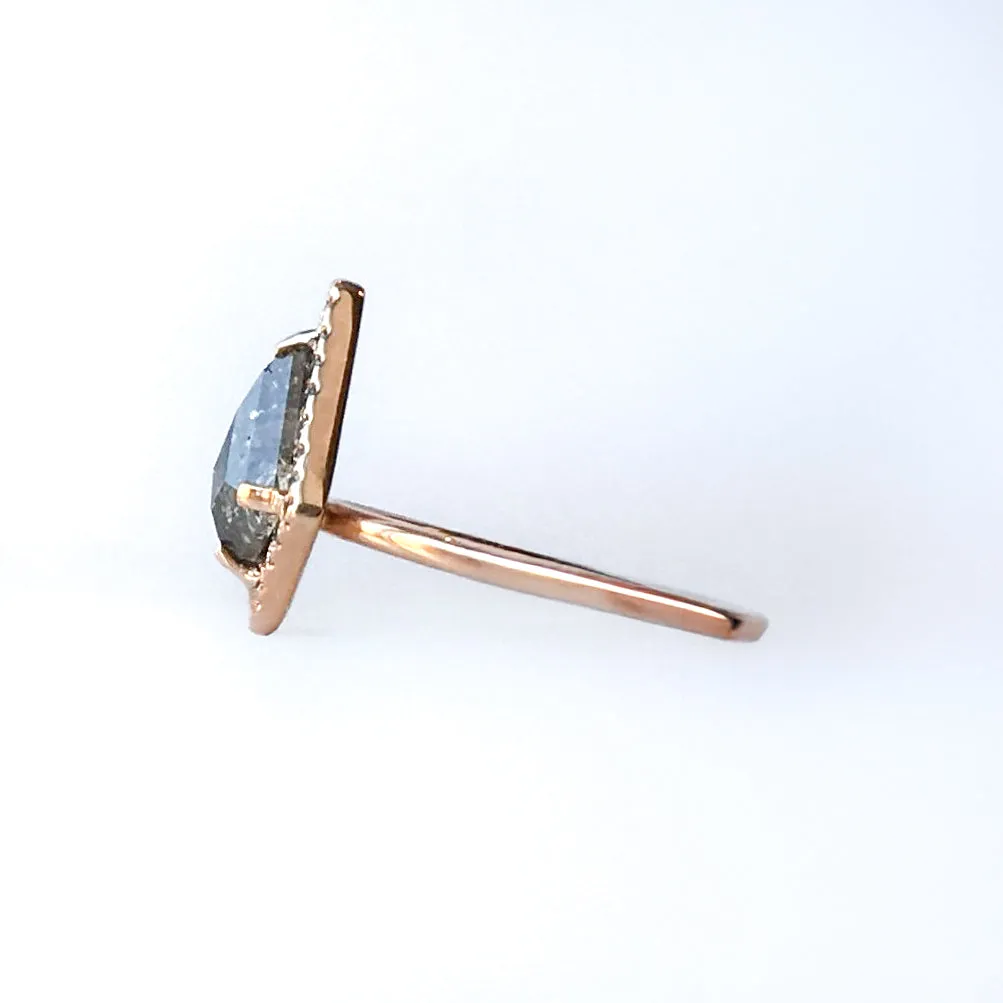 Salt & Pepper Kite Diamond Halo Ring