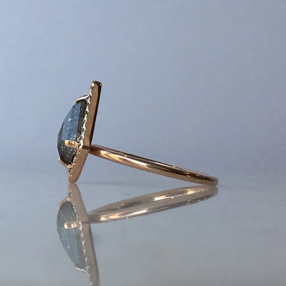 Salt & Pepper Kite Diamond Halo Ring