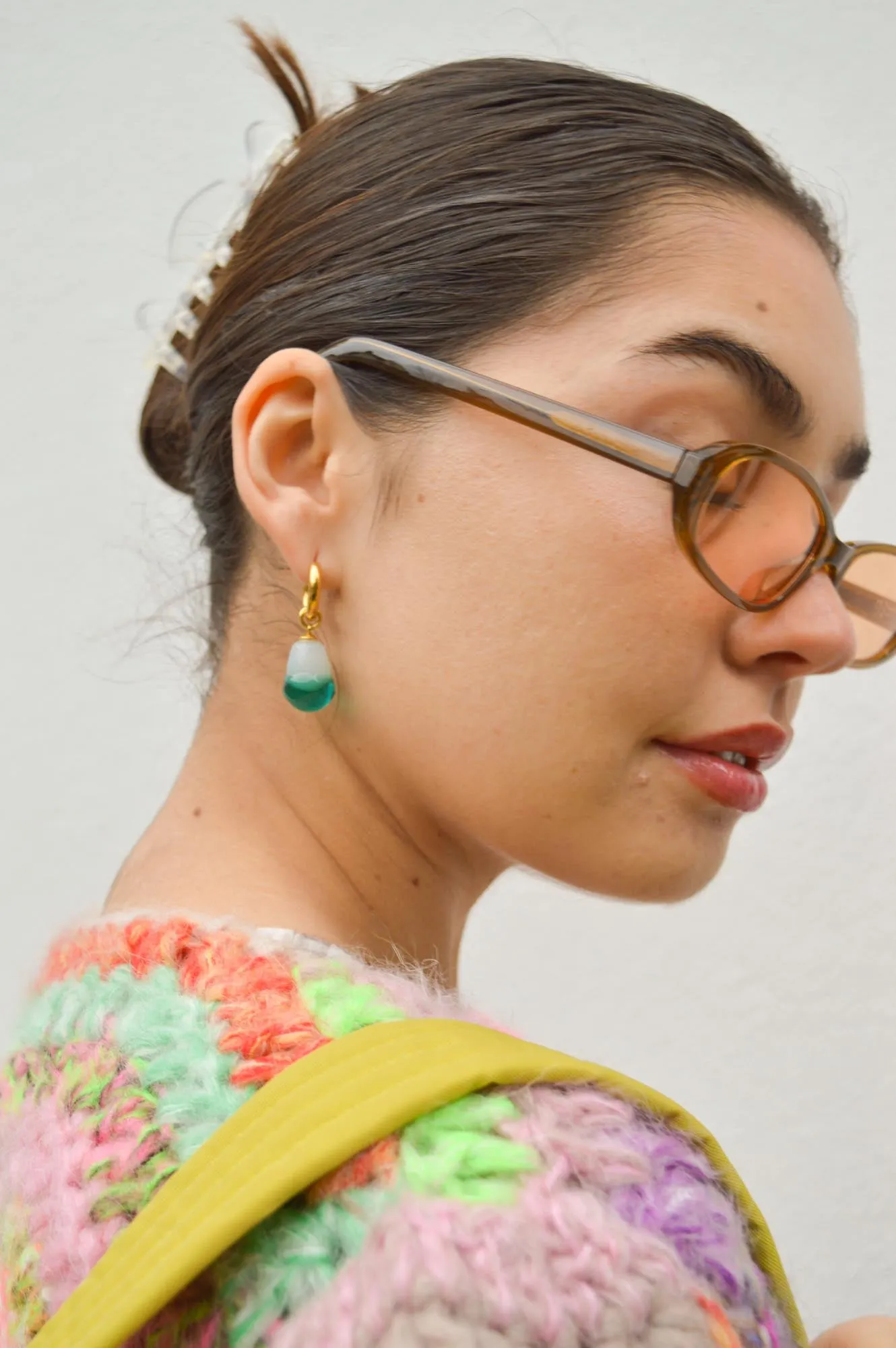 Sandralexandra Glass Pearl Aquamarine Earrings