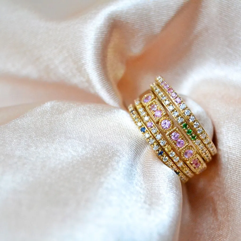 Sarah Lil Mix 14K Gold Ring w. Sapphires & Diamonds