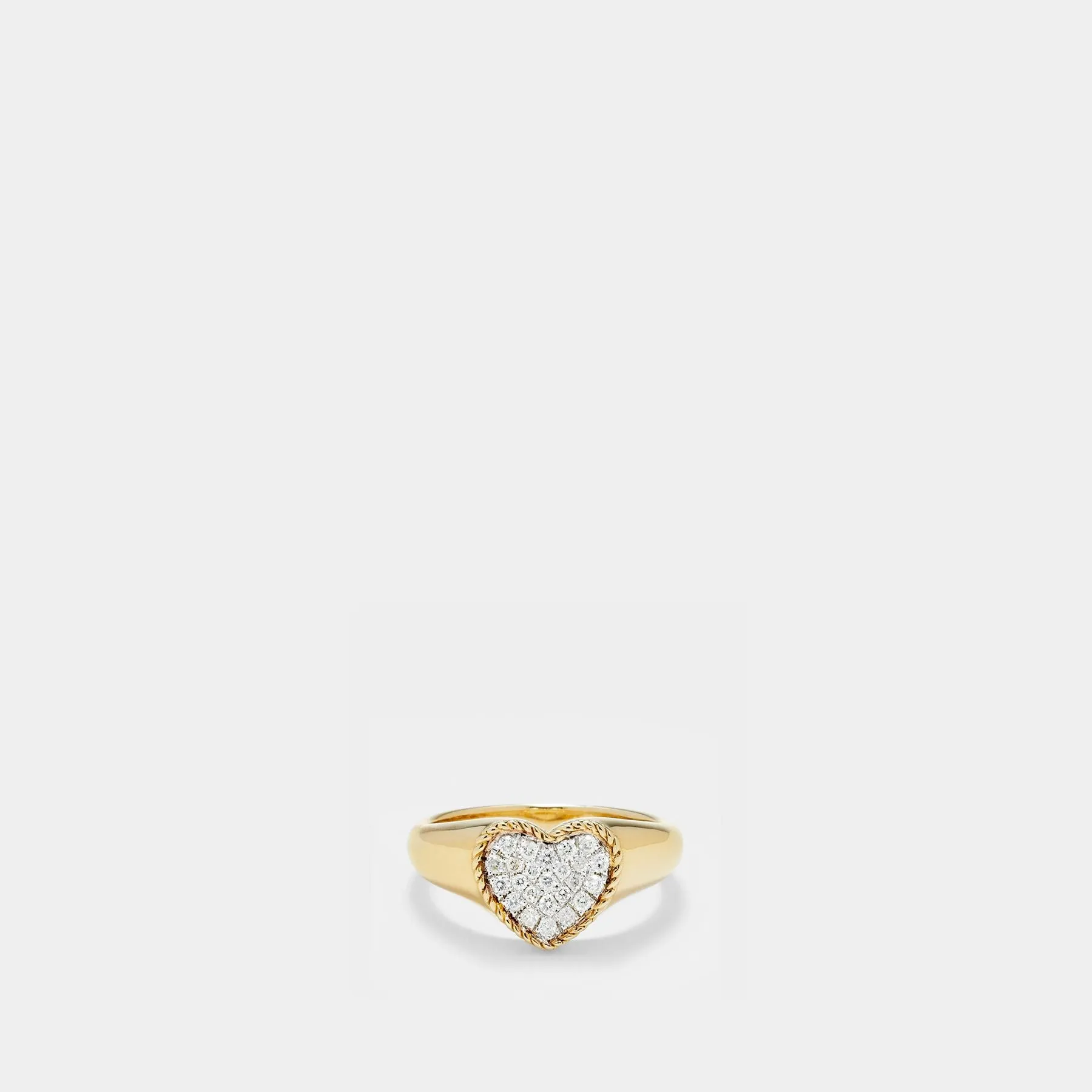 Set Heart Signet Ring & Wave Ring Diamonds in Yellow Gold