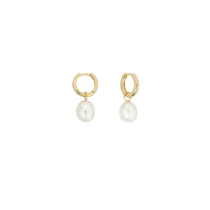 Shashi "Jasmin Huggies Earring Vermeil on Sterling Silver, Freshwater pearl "