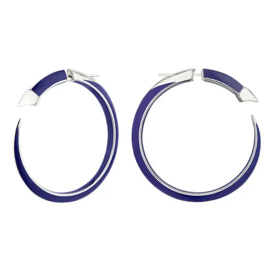 Shaun Leane Sabre Solis Sterling Silver Atlantic Ceramic Large Hoop Earrings