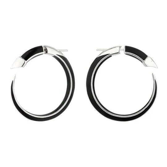 Shaun Leane Sabre Solis Sterling Silver Jet Ceramic Hoop Earrings