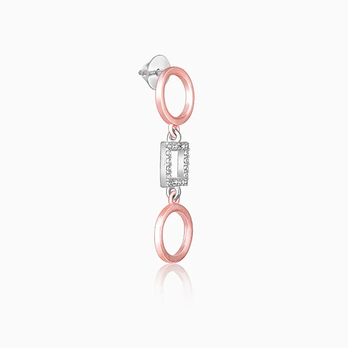 Silver and Rose Gold Gleaming Geometric Earrings Giva