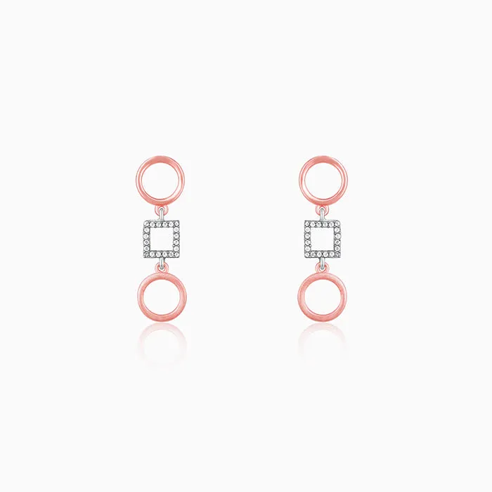 Silver and Rose Gold Gleaming Geometric Earrings Giva
