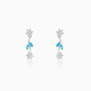 Silver Aqua Blue Floral Earrings Giva