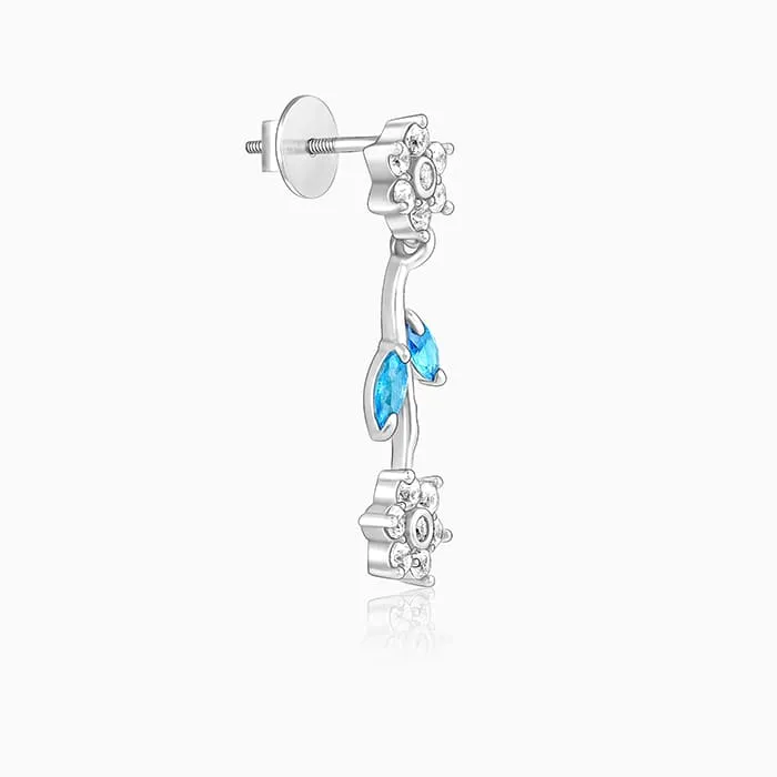 Silver Aqua Blue Floral Earrings Giva