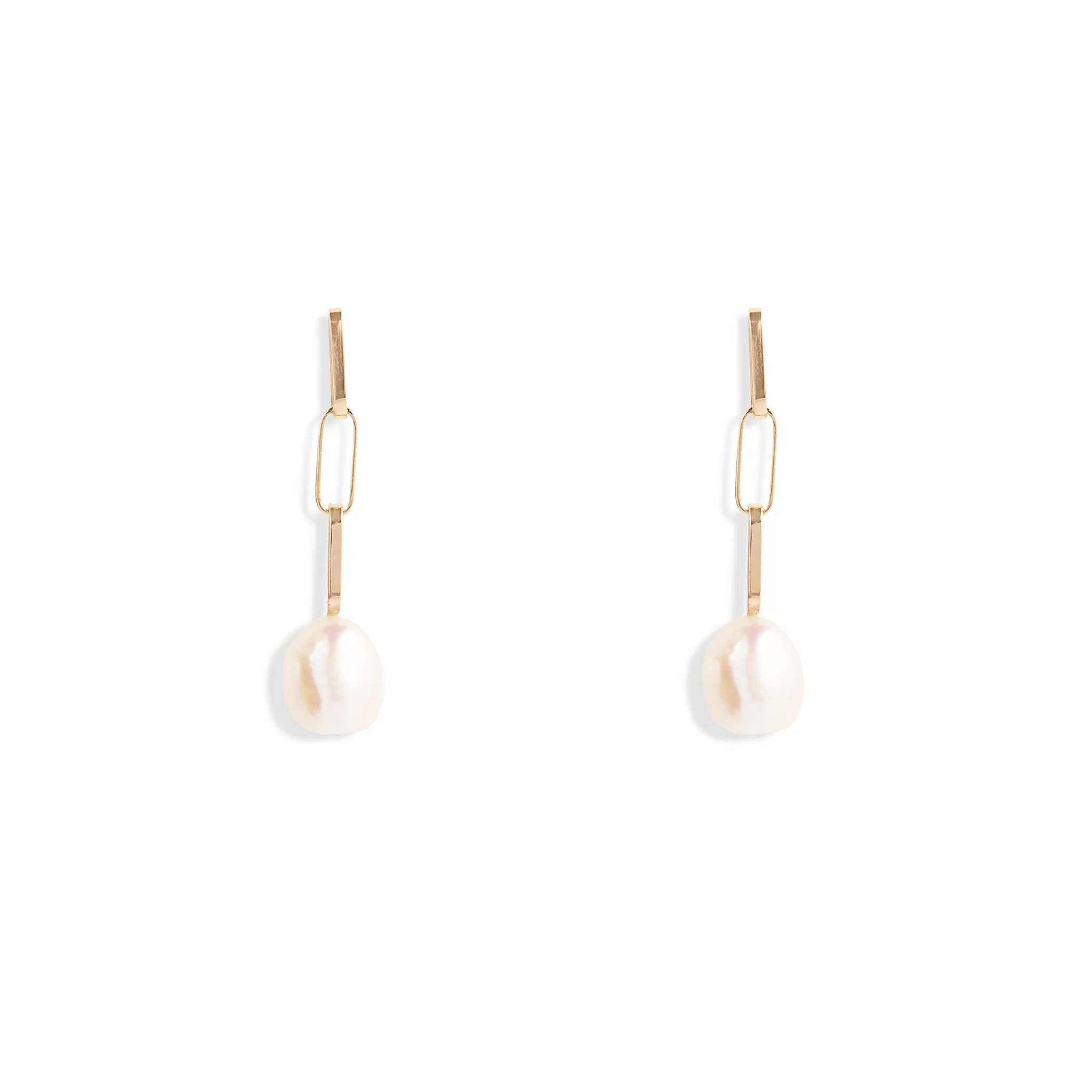 Silver Baroque Pearl Drop Short Link Earrings Pieces of Eight