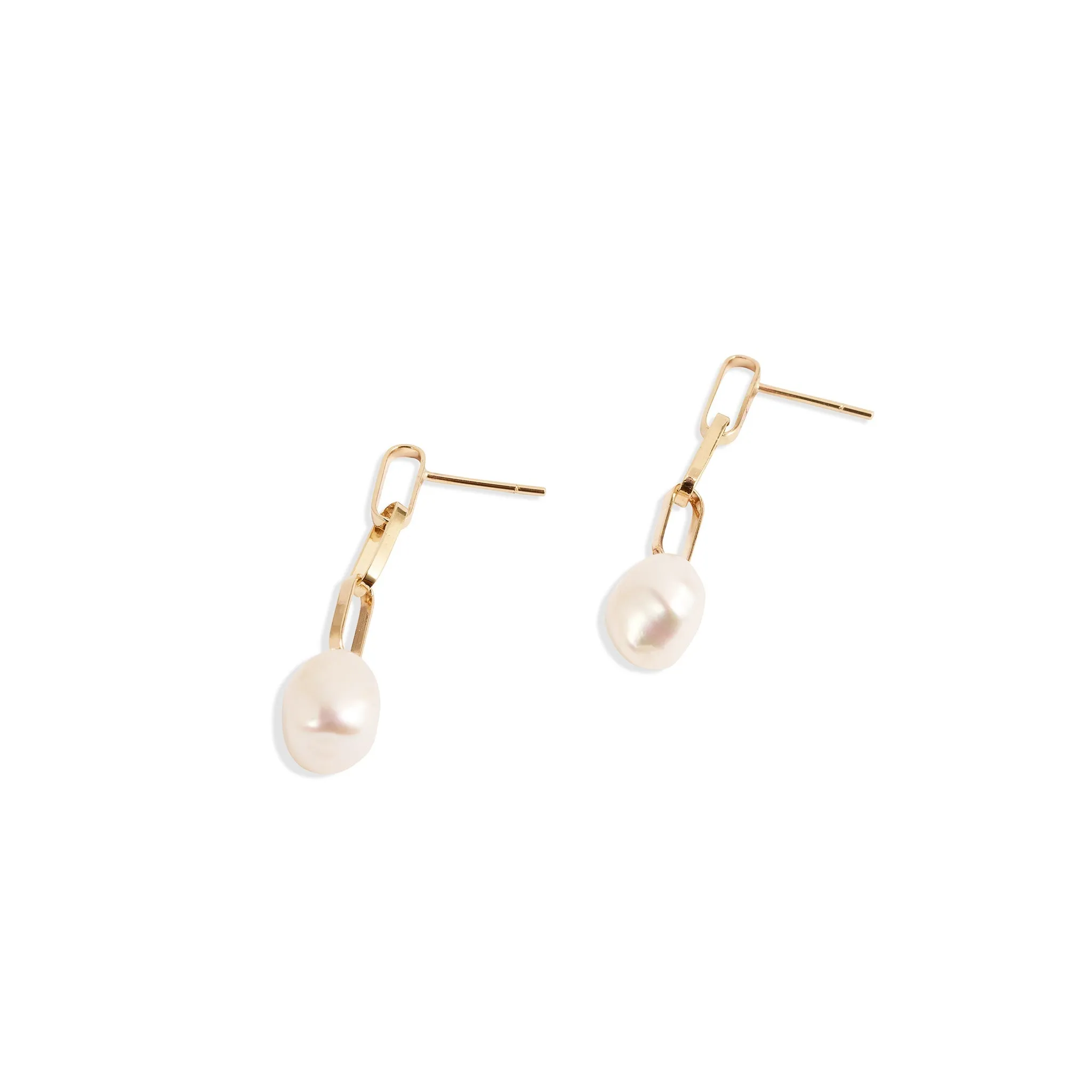 Silver Baroque Pearl Drop Short Link Earrings Pieces of Eight