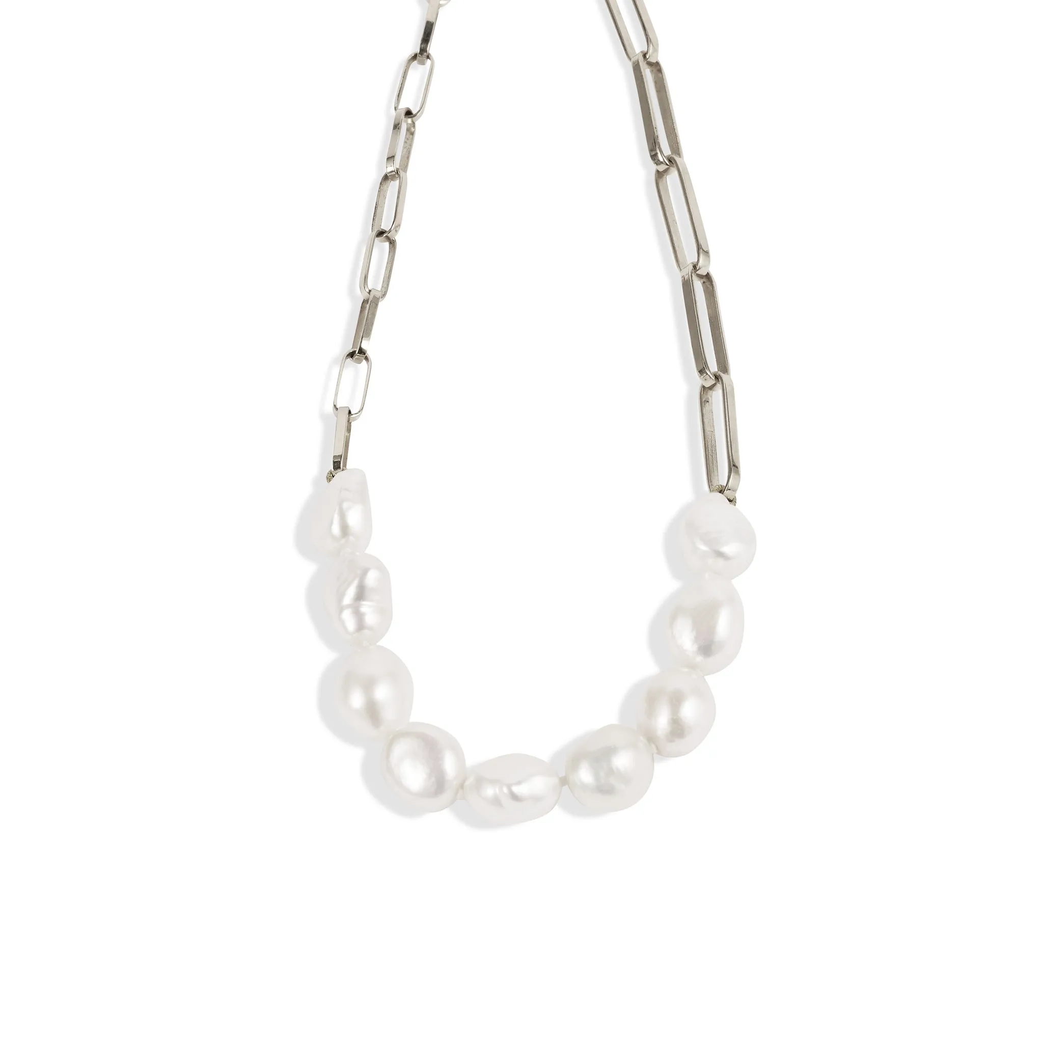 Silver Baroque Pearl Link Choker Pieces of Eight