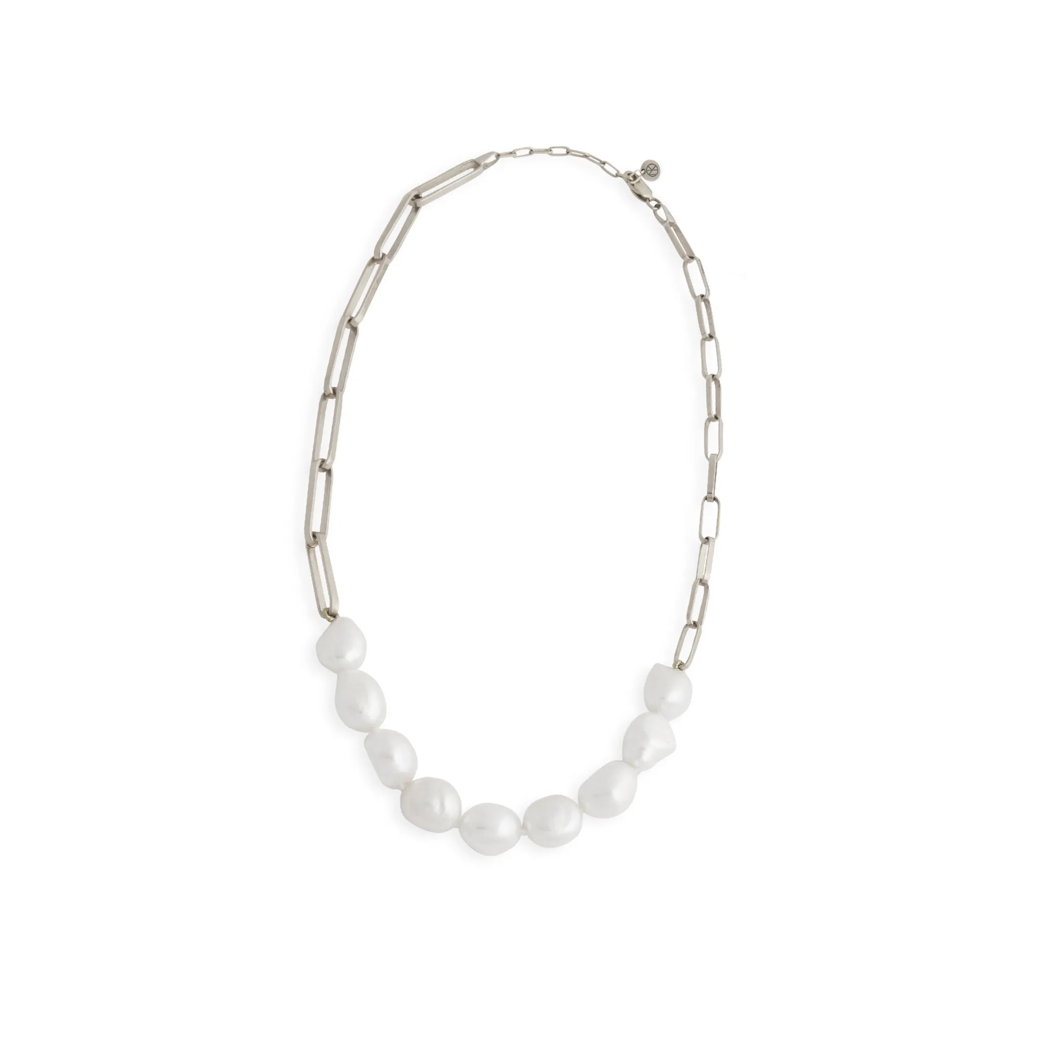 Silver Baroque Pearl Link Choker Pieces of Eight