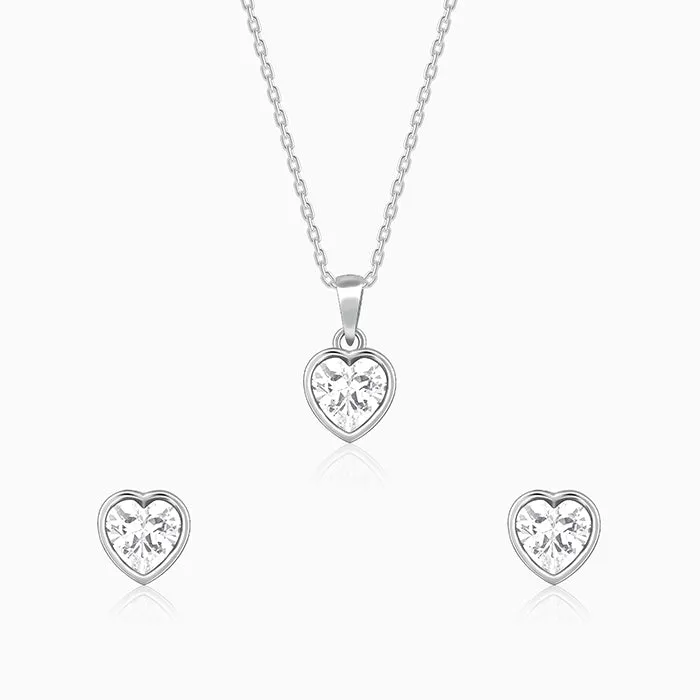 Silver Coeur Set with Link Chain Giva