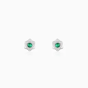 Silver Emerald Green Star Earrings Giva