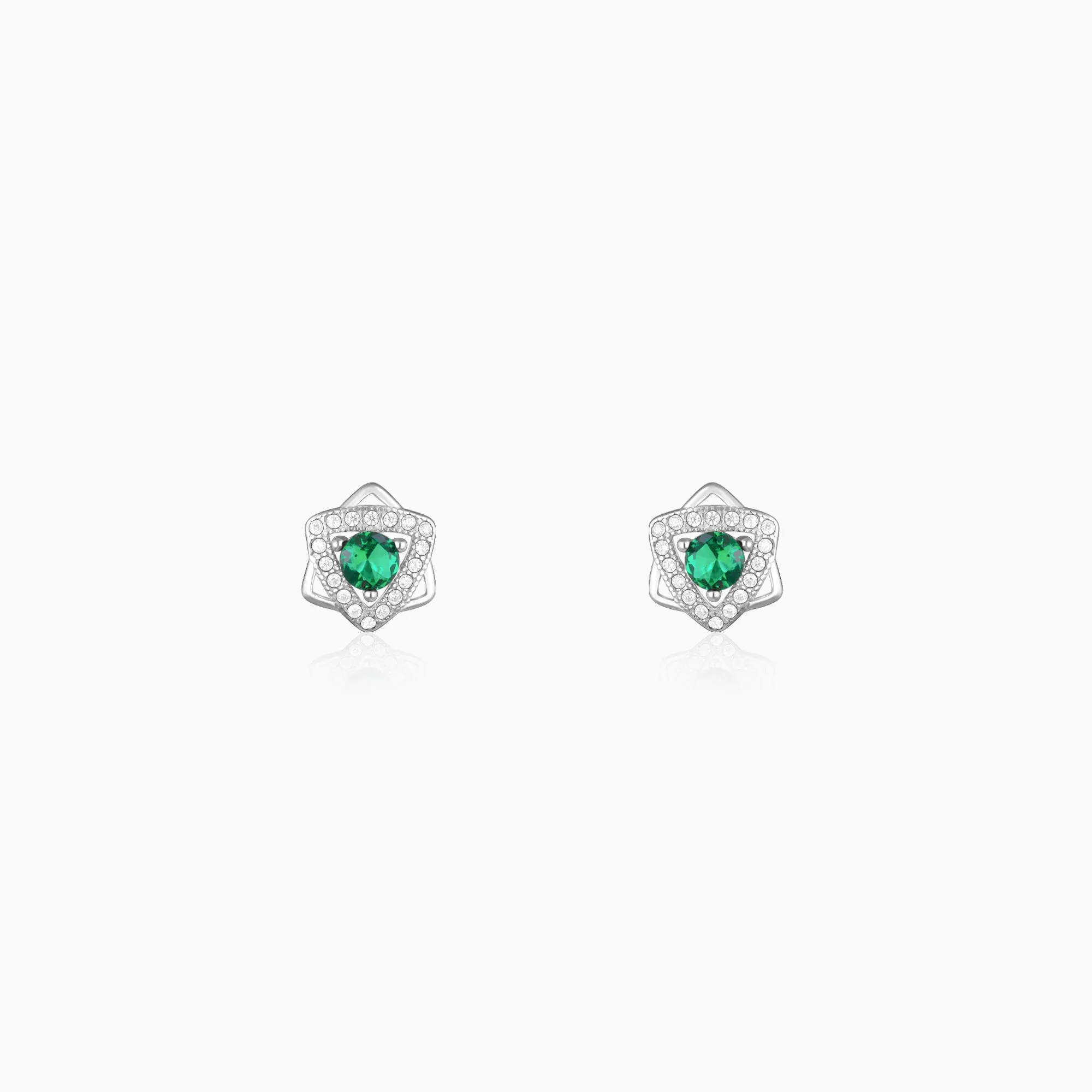 Silver Emerald Green Star Earrings Giva