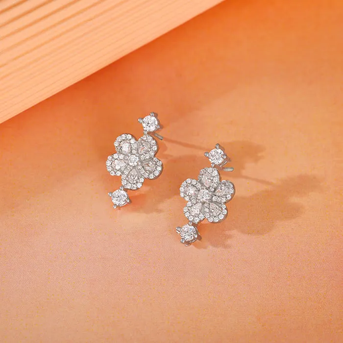 Silver Floral Flush Earrings Giva