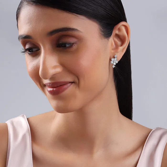 Silver Floral Flush Earrings Giva