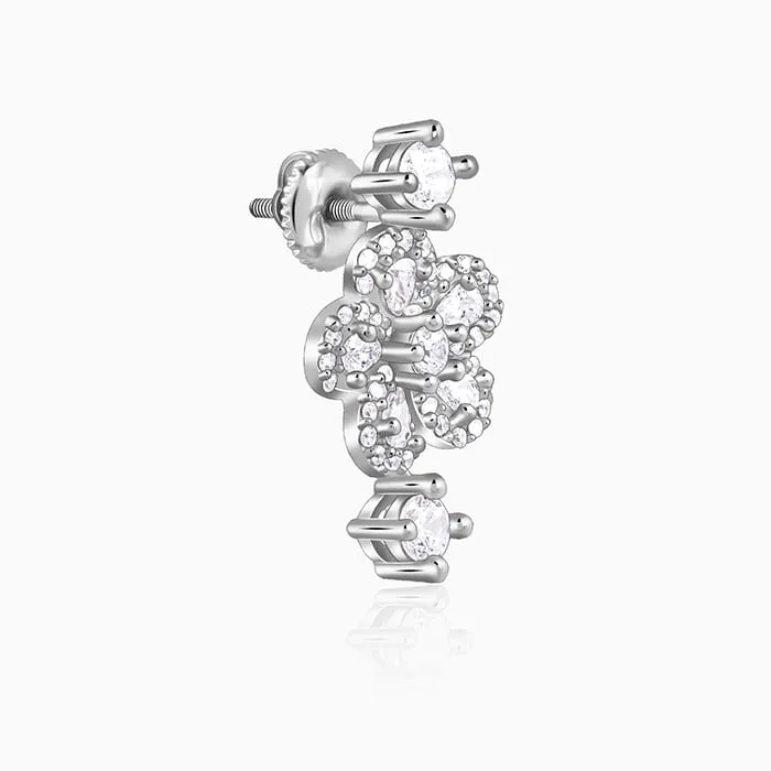 Silver Floral Flush Earrings Giva