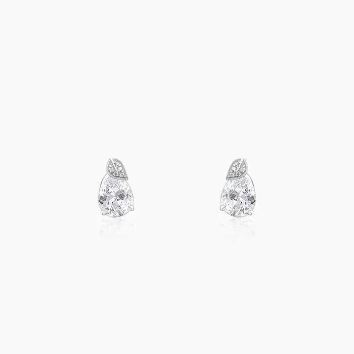 Silver Leafy Teardrop Earrings Giva