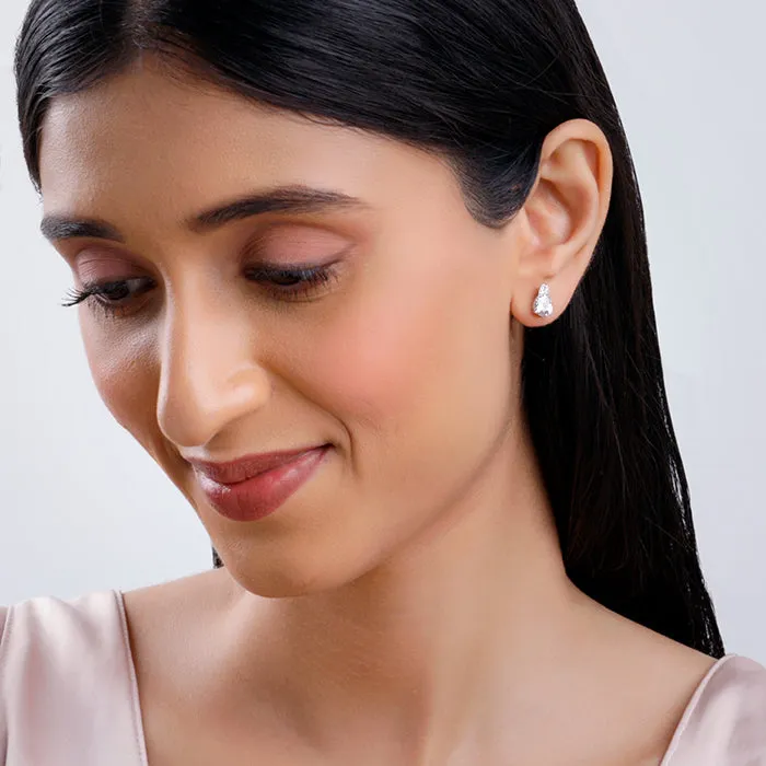 Silver Leafy Teardrop Earrings Giva