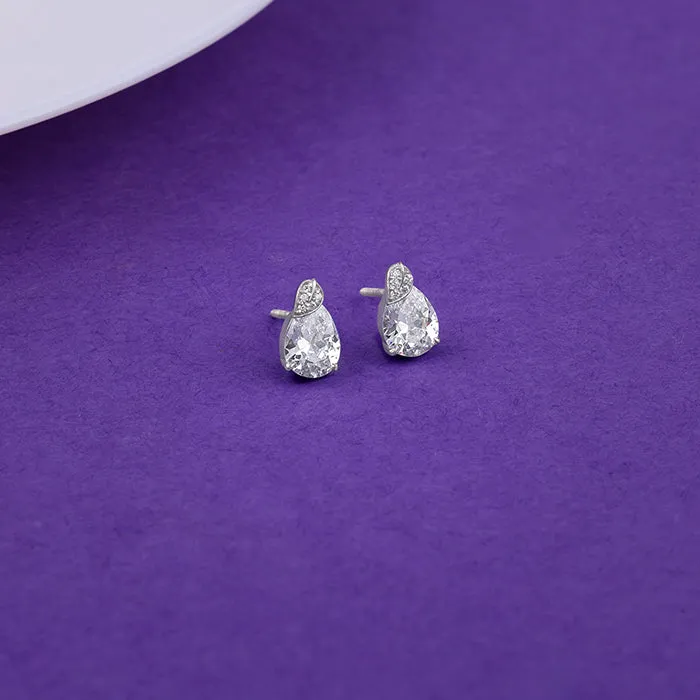 Silver Leafy Teardrop Earrings Giva