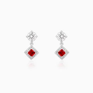 Silver Princess in Red Earrings Giva