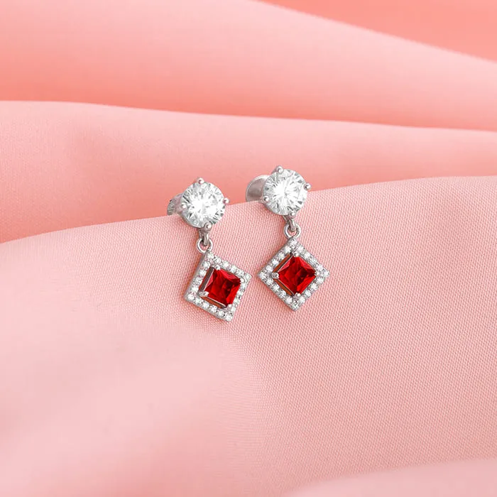 Silver Princess in Red Earrings Giva